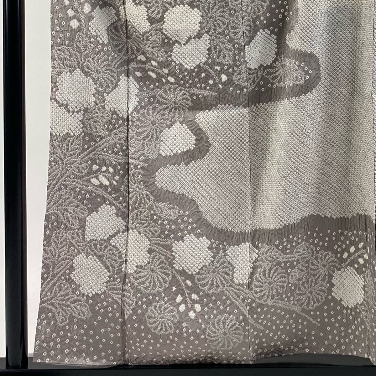 訪問着 身丈157.5cm 裄丈63cm S 袷 菊 霞 総絞り 灰紫 正絹