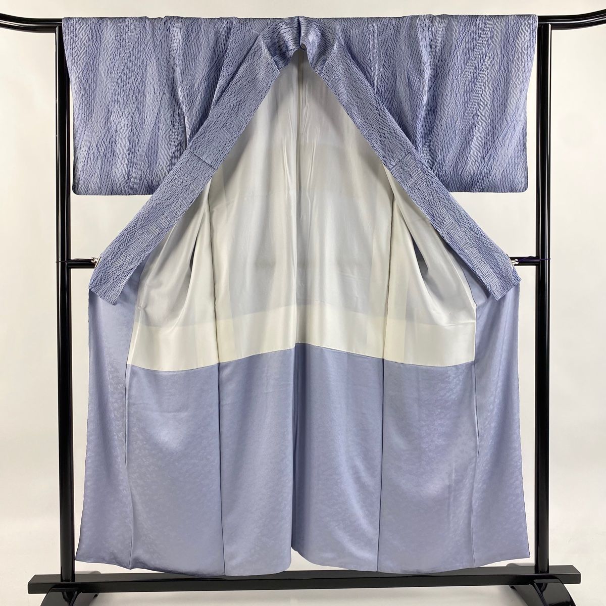 【最短翌日配送】 付下げ 身丈155cm 裄丈64cm M 袷 幾何学模様 絞り 青灰色 正絹