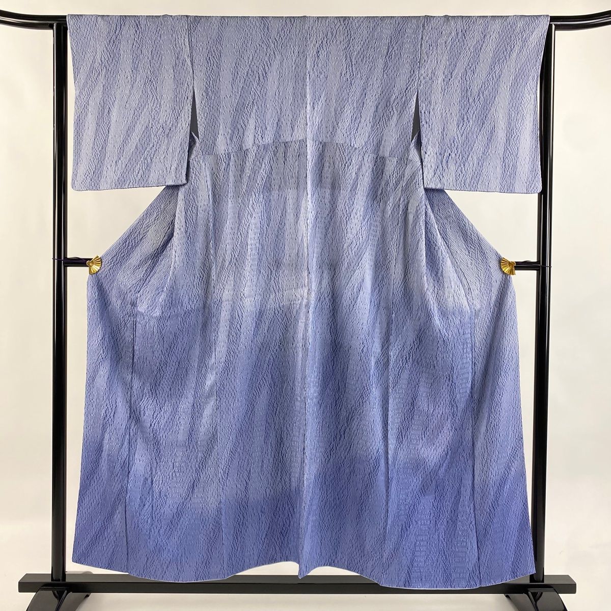 付下げ 身丈155cm 裄丈64cm M 袷 幾何学模様 絞り 青灰色 正絹