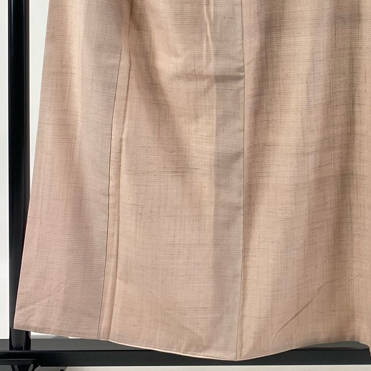 結城紬 身丈157.5cm 裄丈64cm M 袷 やまと 証紙 縞 格子 ピンク 正絹