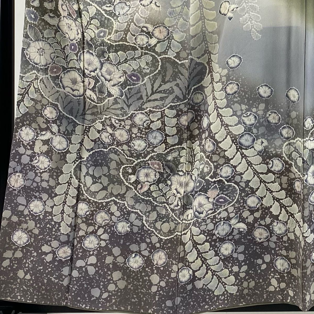 訪問着 身丈159cm 裄丈64.5cm M 袷 落款 辻が花 ぼかし 灰緑 正絹