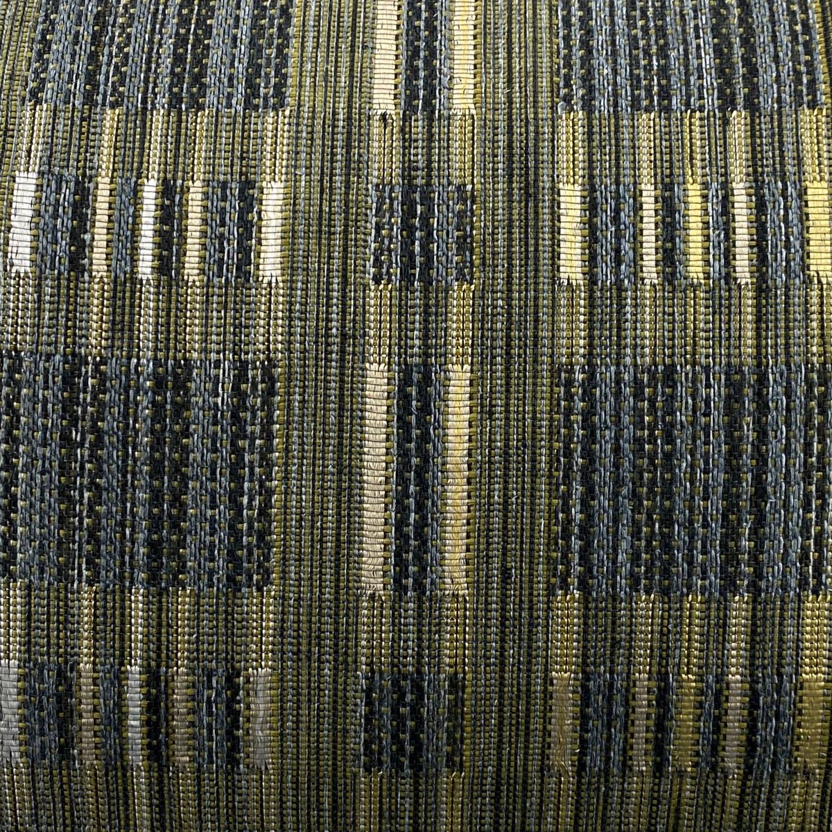 名古屋帯 秀品 松葉仕立て 八寸名古屋帯 縞 幾何学 茶緑色 正絹