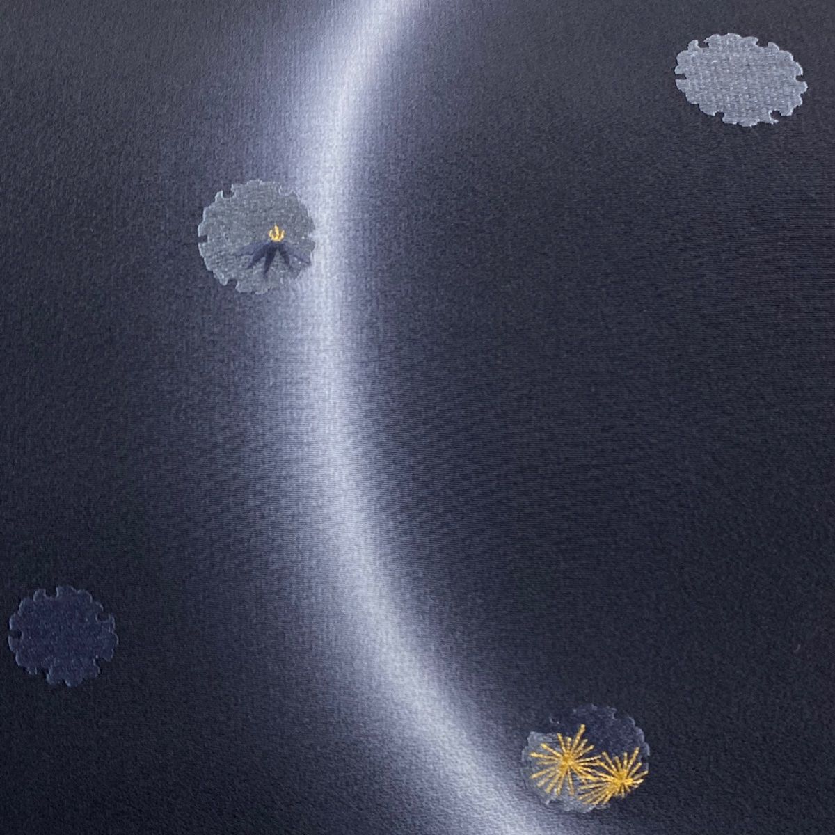 名古屋帯 秀品 雪輪 松竹梅 刺繍 金糸 黒 正絹