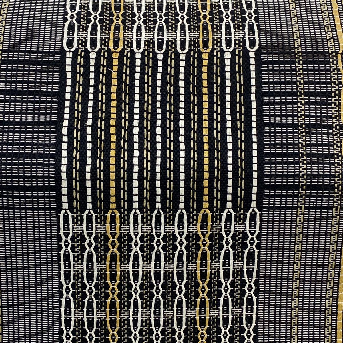 袋帯 秀品 ますいわ屋 縞 幾何学 黒 全通 正絹