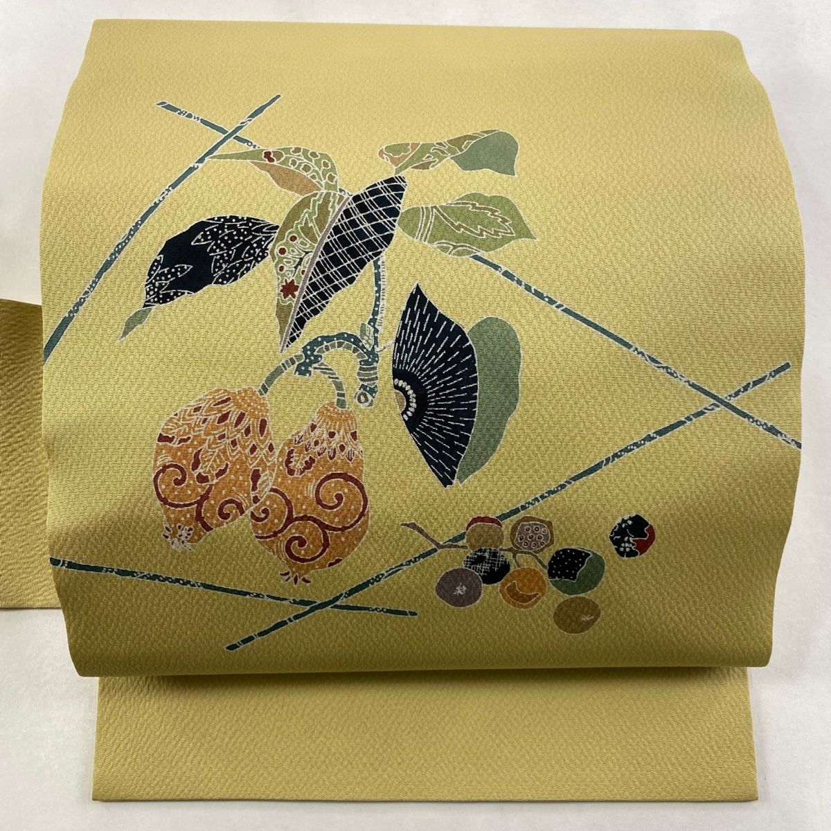 名古屋帯 秀品 落款 生り物 ベージュ 正絹