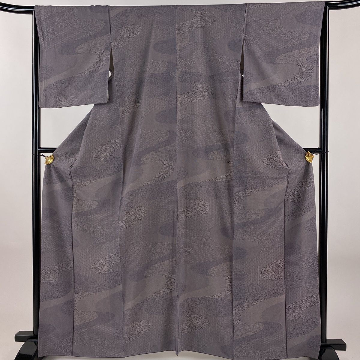 江戸小紋 身丈164.5cm 裄丈65cm M 袷 寄せ柄 流水 灰紫 正絹