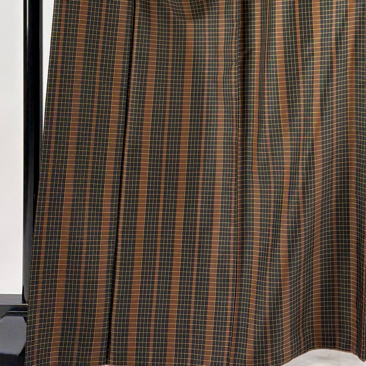 小紋 身丈167cm 裄丈68.5cm L 袷 縦縞 格子 焦茶色 正絹