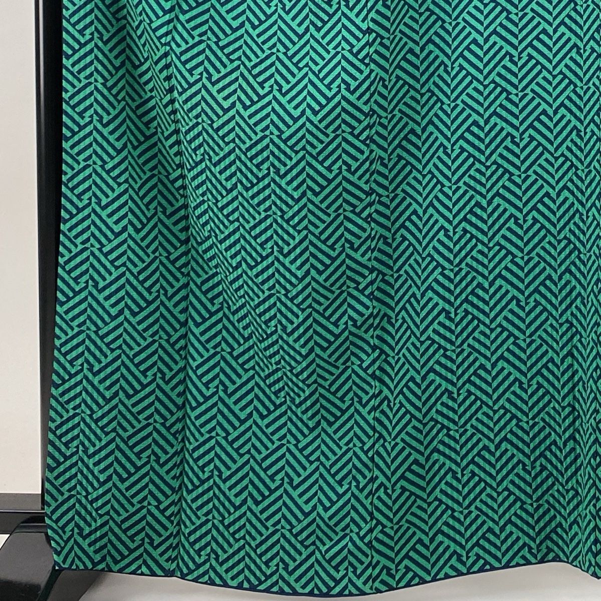 小紋 身丈165cm 裄丈66cm M 袷 斉藤三才 落款 幾何学 緑 正絹