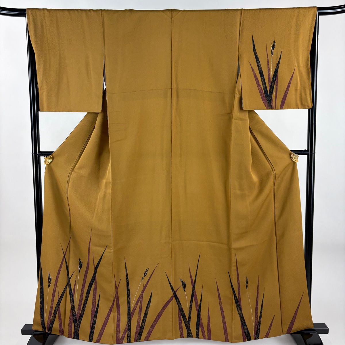 付下げ 身丈161 cm 裄丈66 M 袷 ますいわ屋 草花 金彩 山吹茶色 正絹