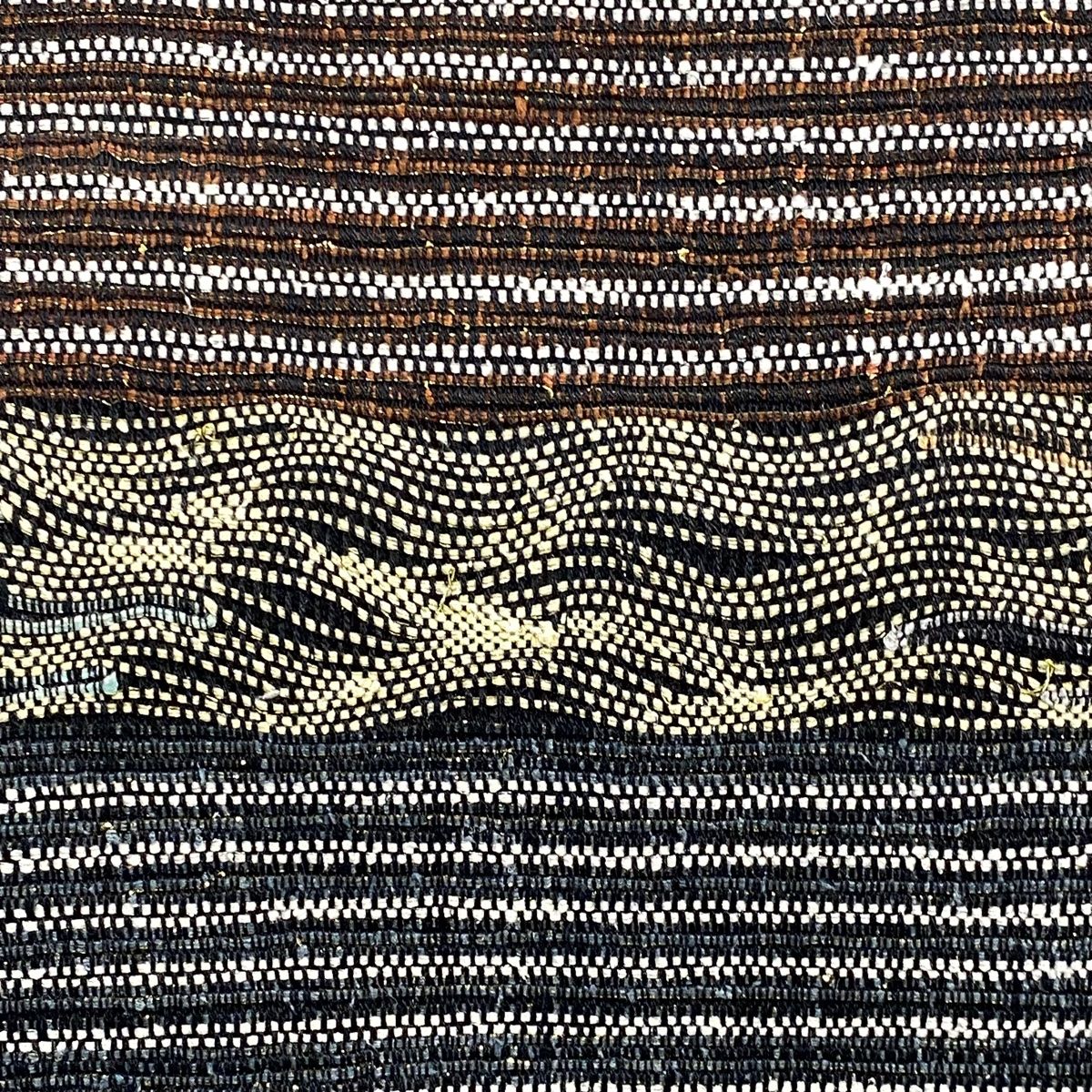 袋帯 縞 よろけ縞 金糸 箔 黒 お太鼓柄 正絹