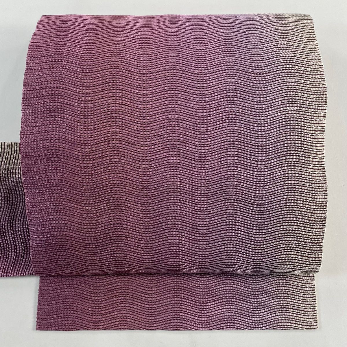 名古屋帯 秀品 夏帯 よろけ縞 紫 正絹