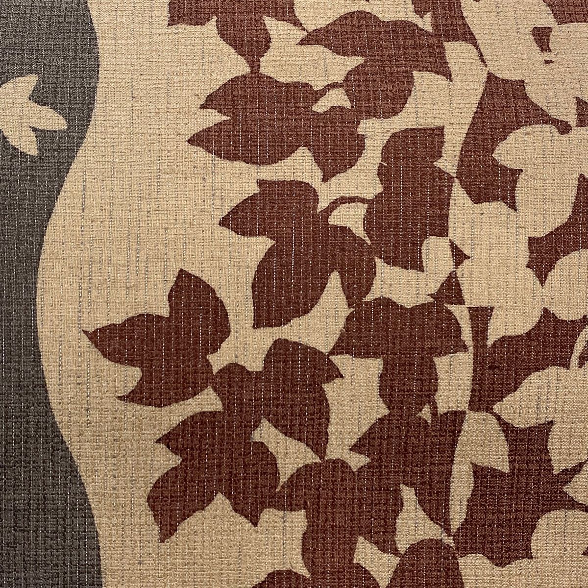 袋帯 秀品 やまと 蔦 シルエット 銀糸 薄茶色 全通 正絹