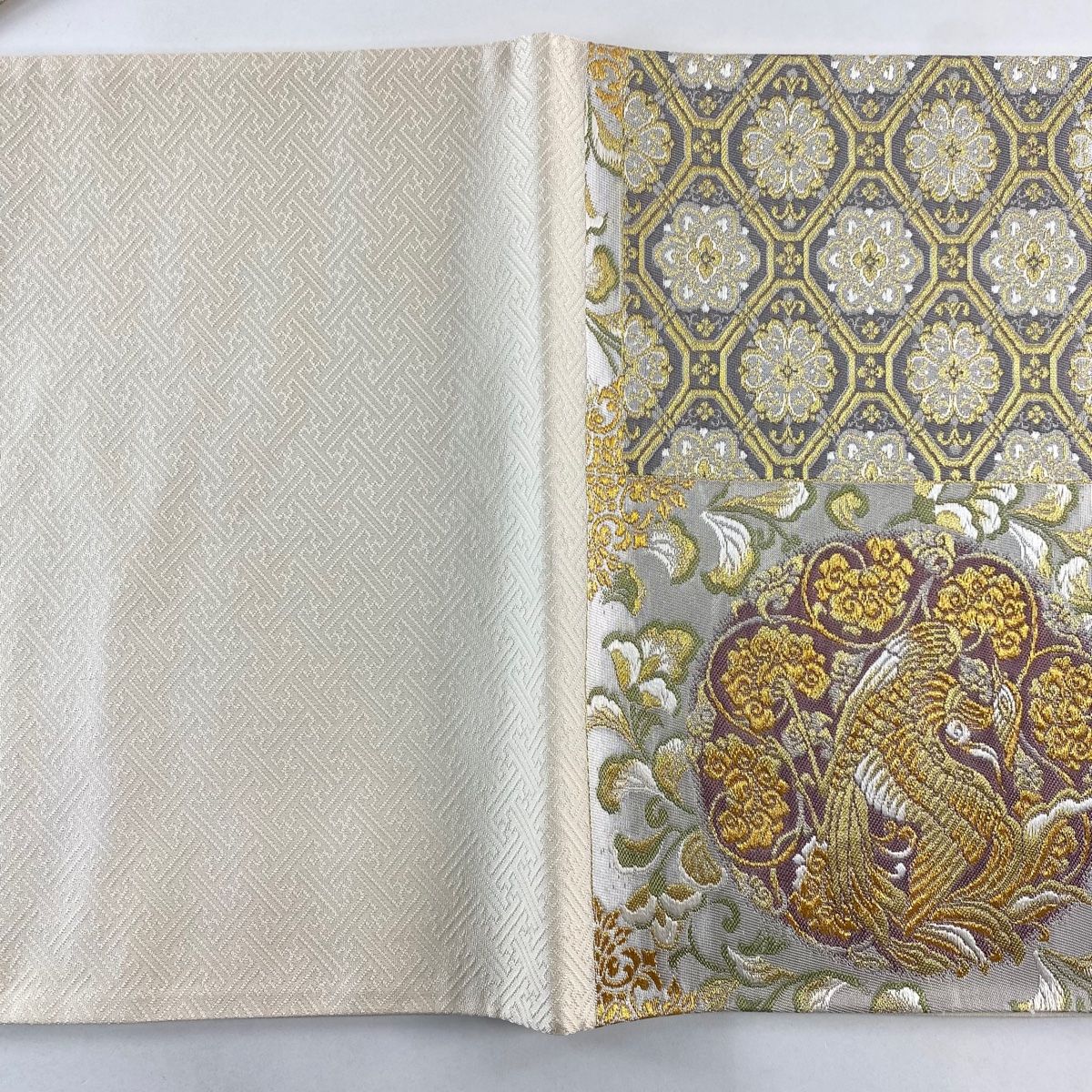 MAX90％オフ！ 袋帯 秀品 玉華聚宝 金糸 箔 銀色 六通 正絹 ここでご注文へ ようこそ!