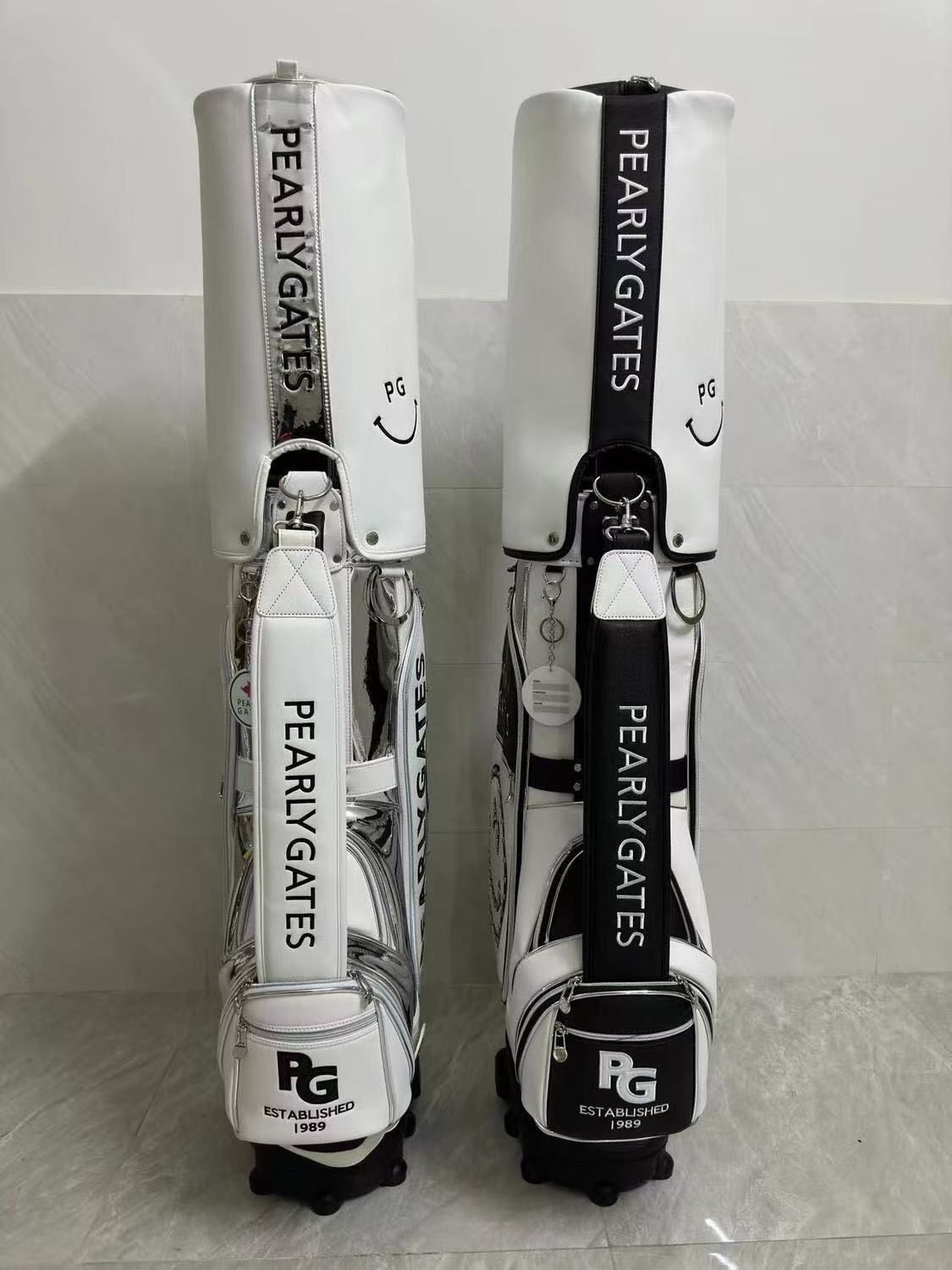 PEARLY GATES リベットデザイン キャスターゴルフバッグ 軽量ラゲッジ