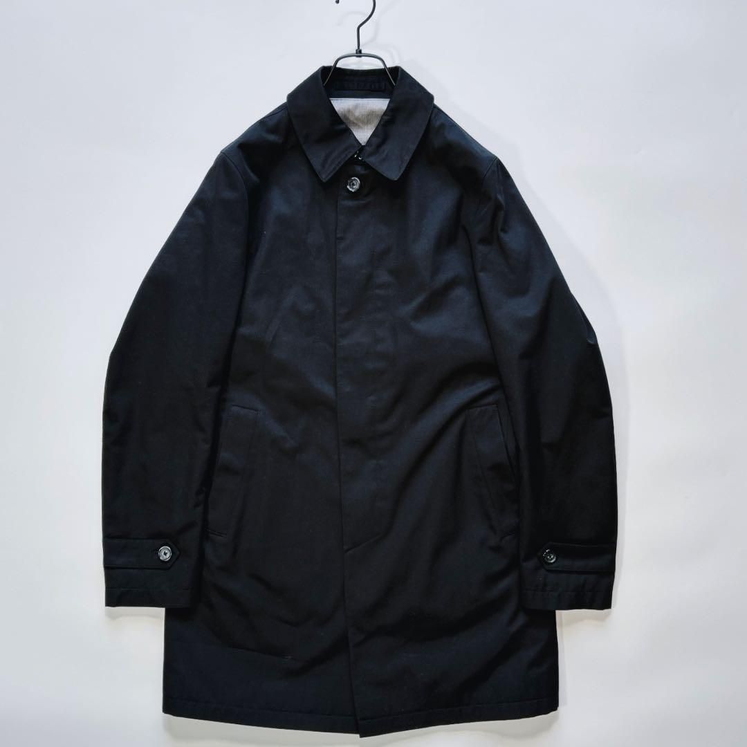 HERNO ステン コート コットン ブラック 比翼 チェック イタリア ITALY 46 Mサイズ