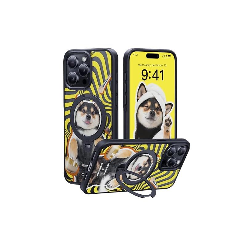 透き通る上質感 定点360°回転 CASEKOO iPhone 15 Pro 用ケース 柴犬 犬好き 米軍MIL規格 フィット感 MagSafe対応 最大25 W急速充電対応 横縦両立 角度自在 超強磁力 耐衝撃 高耐久性 ラップホール付き 指紋防止 黄変防止