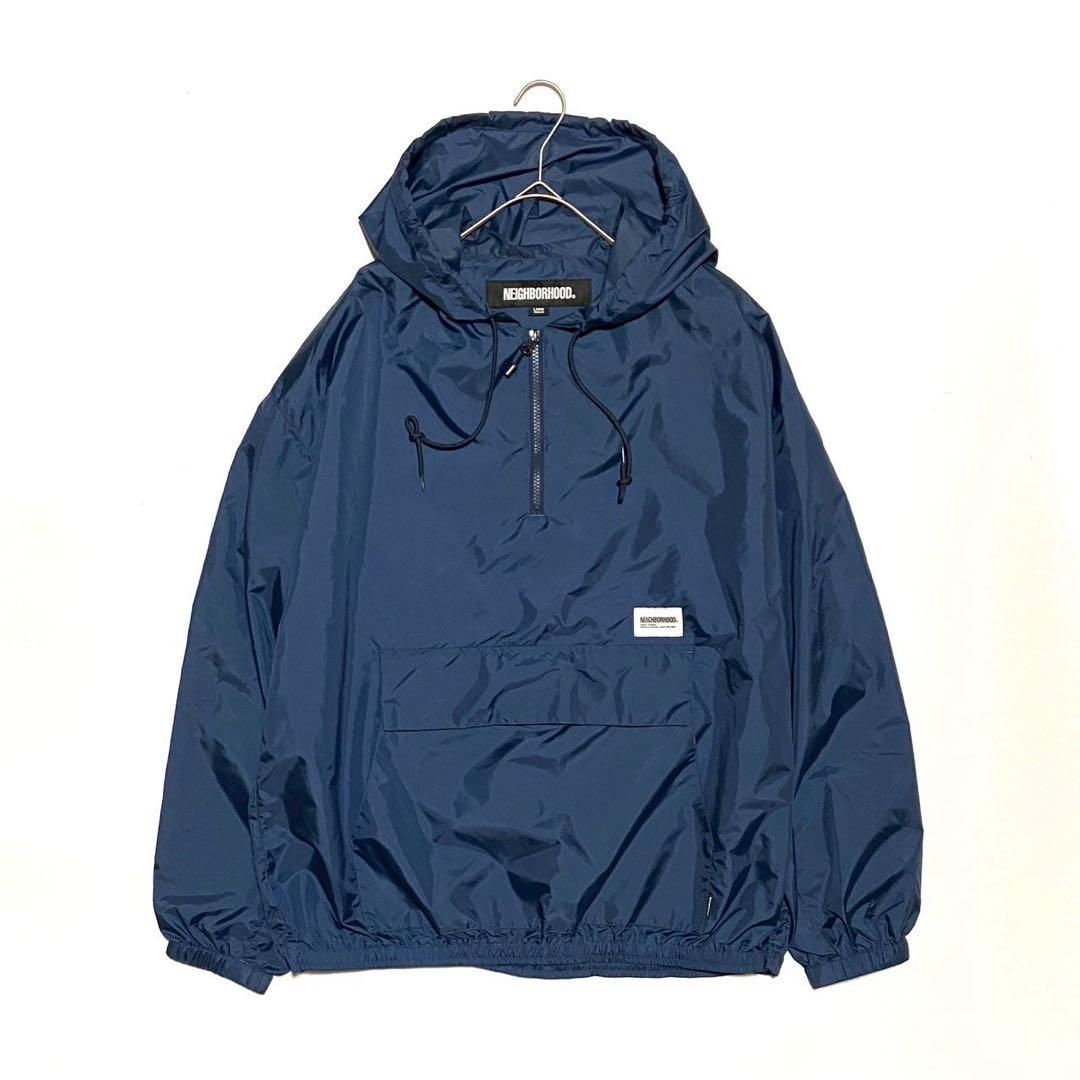 NEIGHBORHOOD ネイバーフッド アノラックジャケット フード プルオーバー ハーフジップアップ ラグランスリーブ マフポケット ネイビーLサイズ