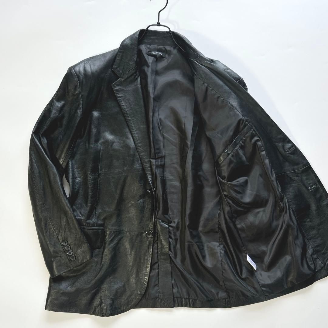B-T CLUB ビーアンドティークラブ レザージャケット テーラードジャケット ラム革 羊革 ブラック 3L 2XL
