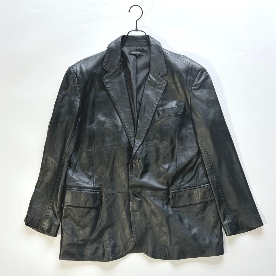 B-T CLUB ビーアンドティークラブ レザージャケット テーラードジャケット ラム革 羊革 ブラック 3L 2XL