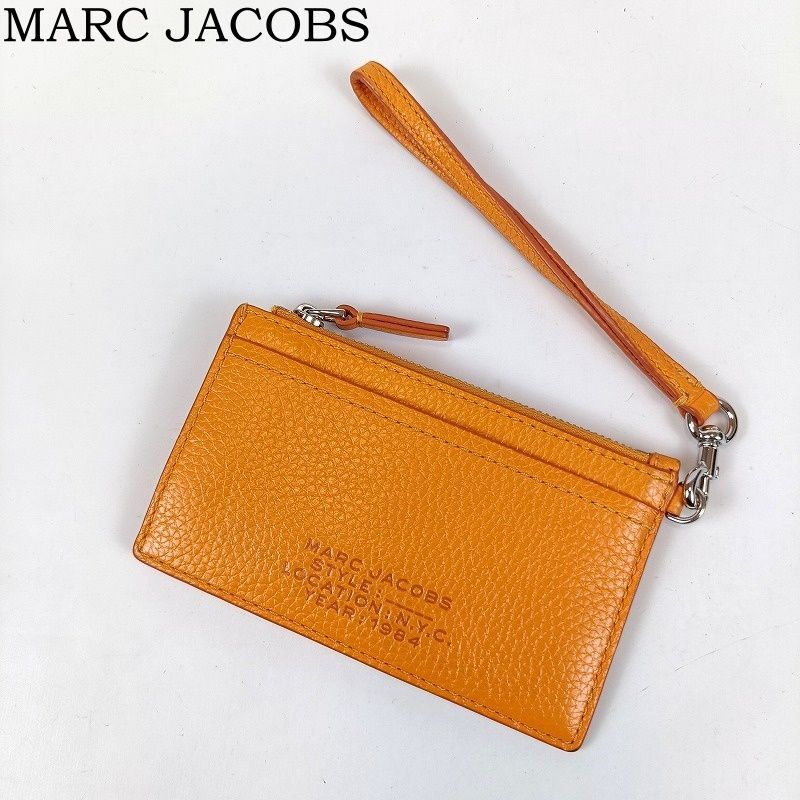 MARC JACOBS マークジェイコブス カードケース ミニ財布 フラグメントケース THE LEATHER TOP ZIP WRISTLET リストレット トップジップ オレンジ系
