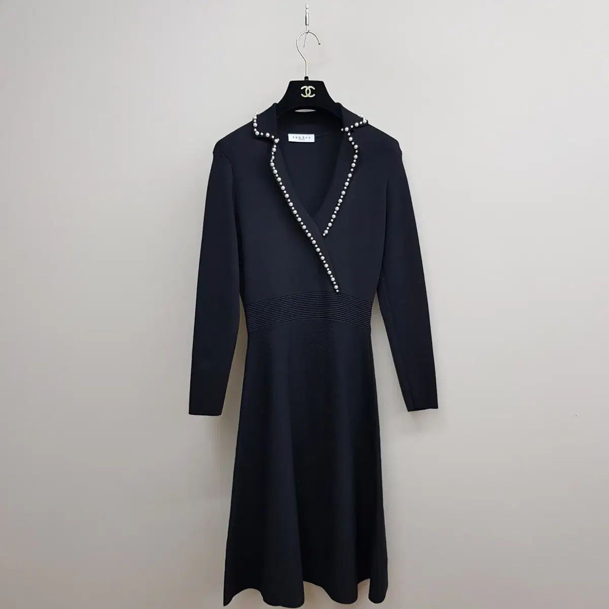 SANDRO サンドロ パール トリミング ニット フ ONE PIECE サイズ38