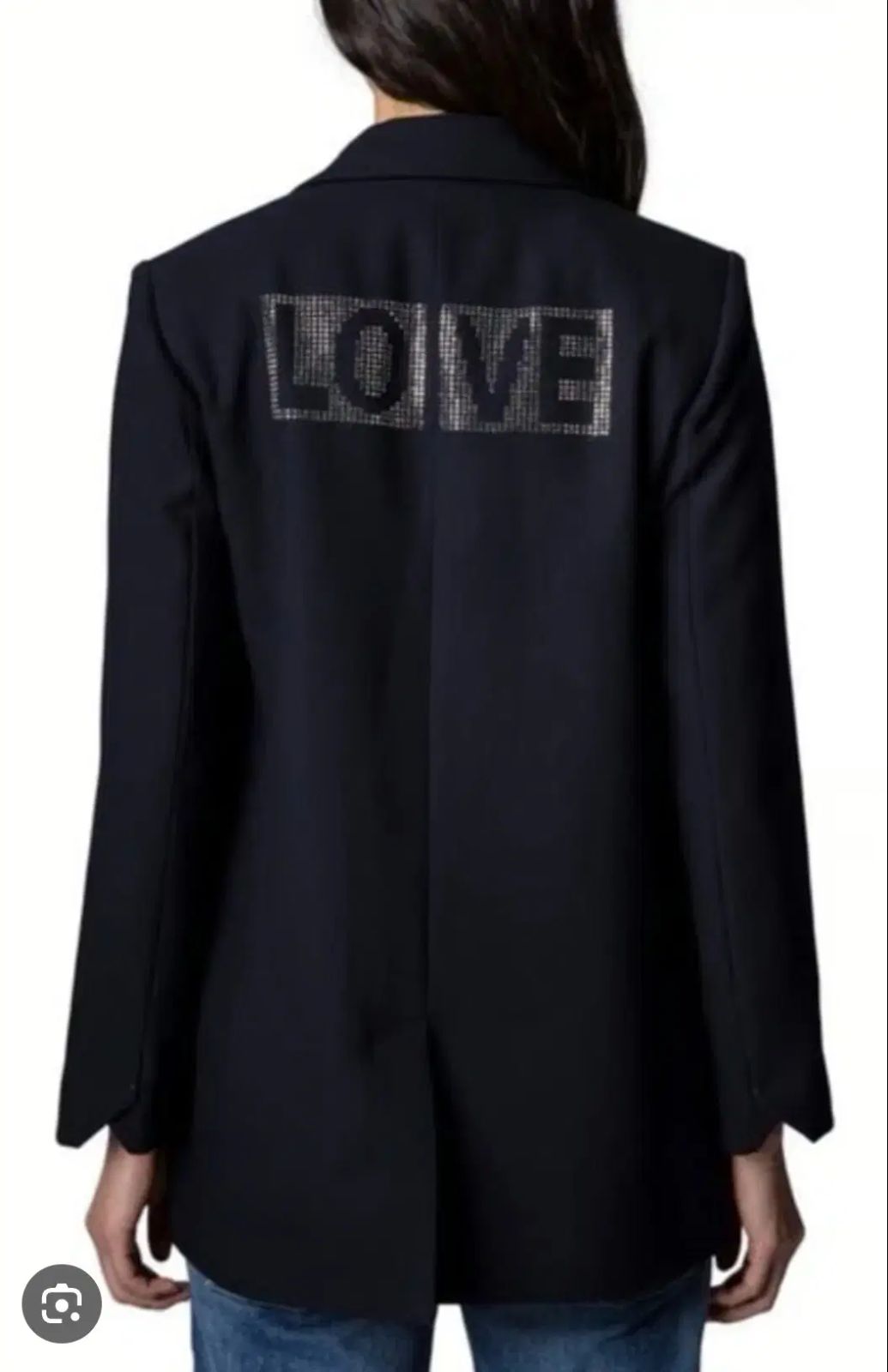 ZADIG-VOLTAIRE ザディグ エ ヴォルテール LOVE バッグ スタッズ ポイント ブラック テーラード ジャケット 34サイズ