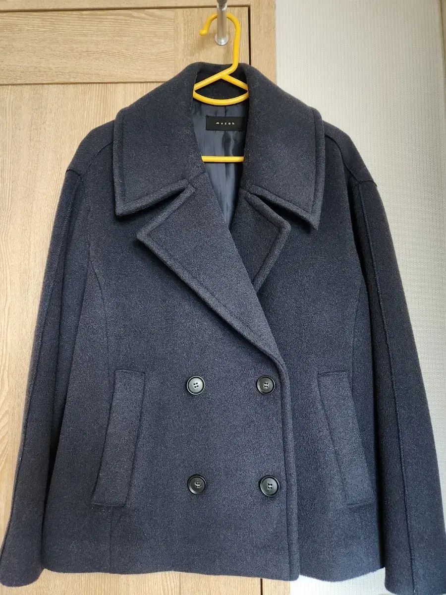 ネイビー ウール ウール コート レディース