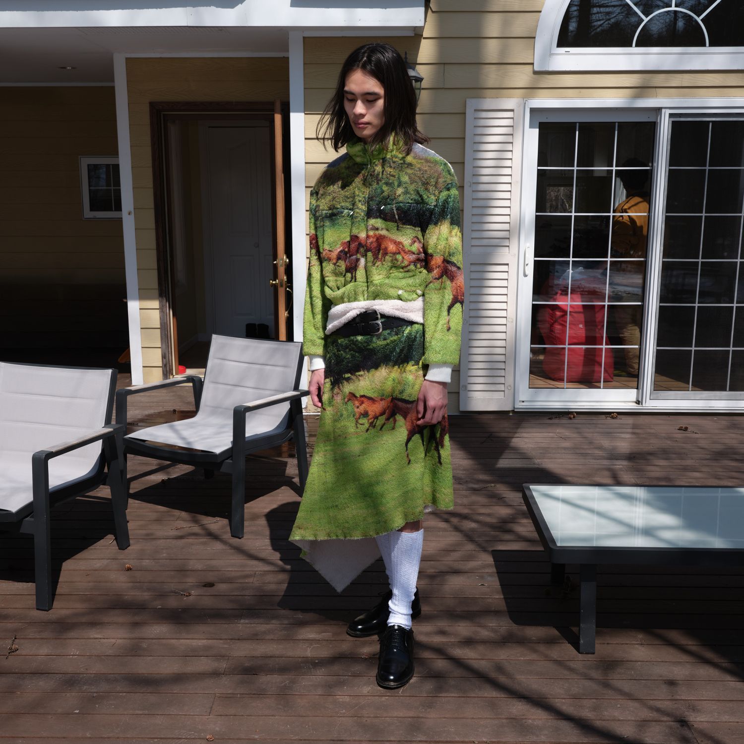 RANDY STARRY HORSE フリースジャケット ジップアップジャケット アウター グリーン