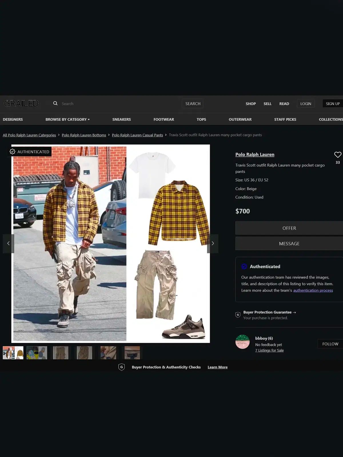  90 s ポロラルフローレン トラヴィス スコット ユーティリティ カーゴパンツ 32 その他 パンツ