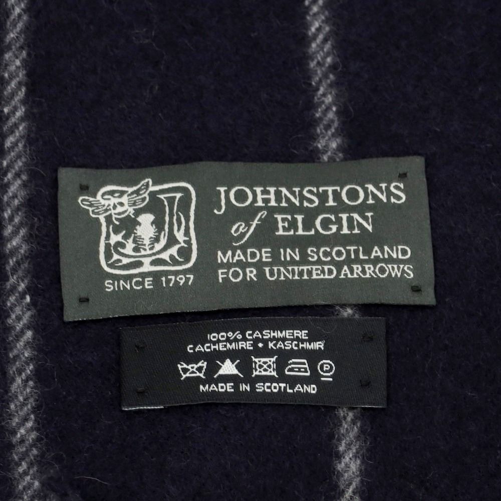  ジョンストンズ JOHNSTONS カシミヤ ストライプ マフラー ネイビーxグレー メンズ その他 小物