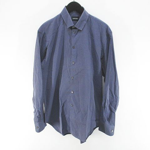 ジョルジオアルマーニ GIORGIO ARMANI 長袖 シャツ 麻 リネン 39 青系
