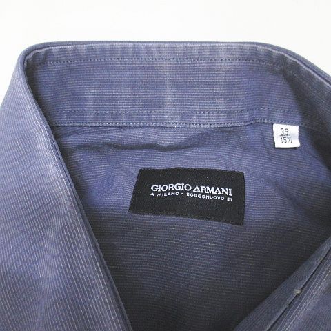 ジョルジオアルマーニ GIORGIO ARMANI 長袖 シャツ 麻 リネン 39 青系