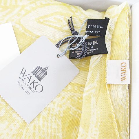 ワコー WAKO ストール スカーフ 絹 シルク 黄 イエロー系 イタリア製  