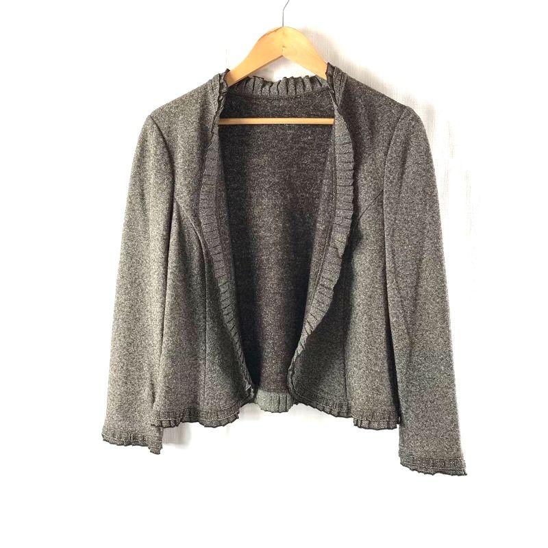 レリアン leilian セットアップ ジャケット スカート スーツ ツイード フリル 裏地付き こげ茶 ブラウン系 9サイズ 870955