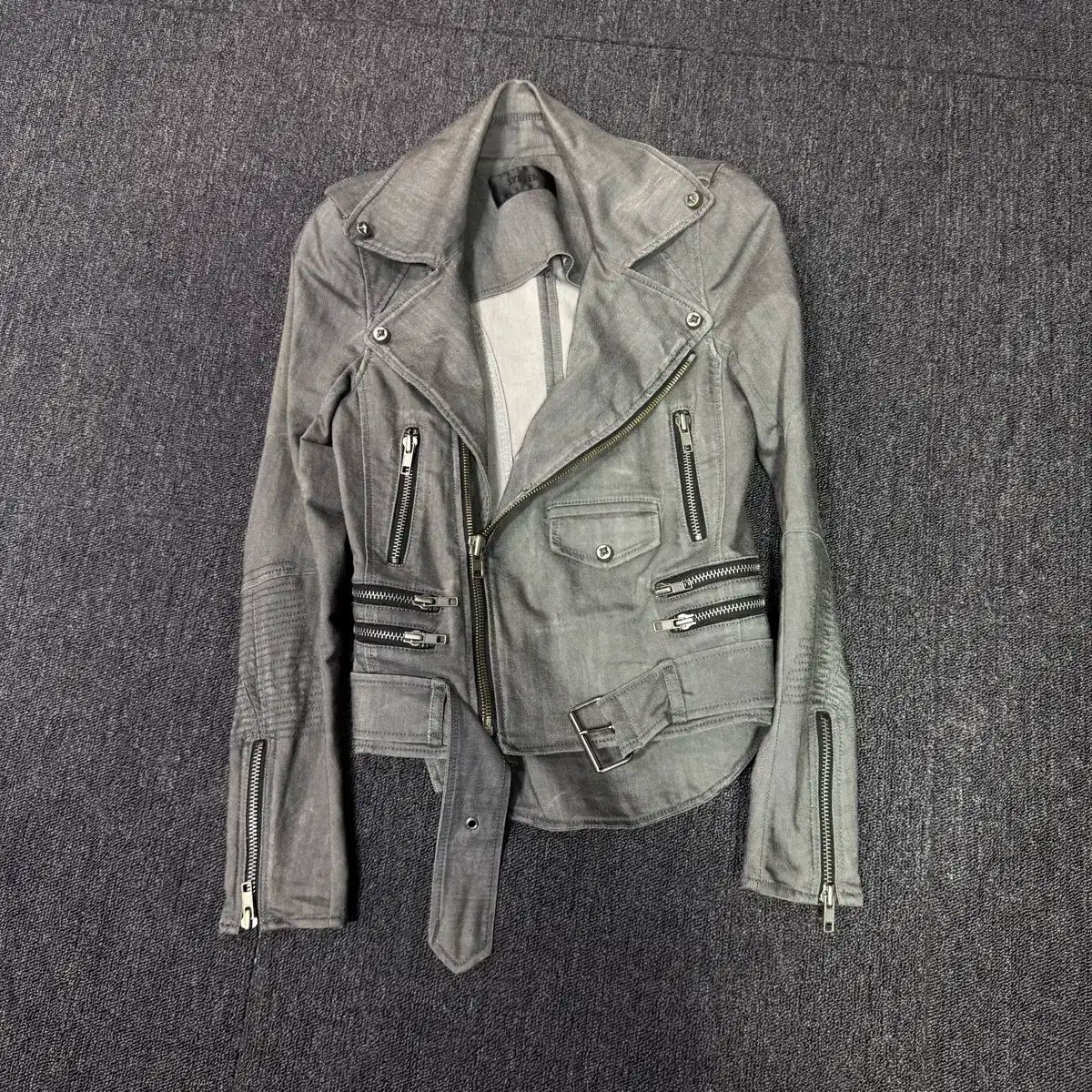 グレー ライダースジャケット