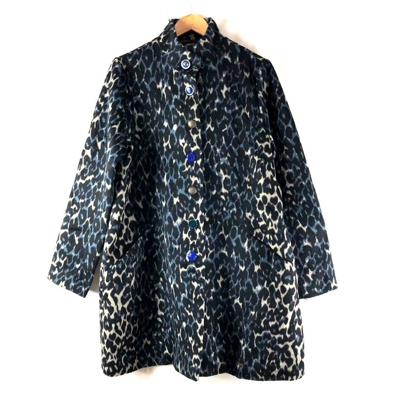 デシグアル Desigual コート スタンド レオパード ビジューボタン 裏地付き ブラック系 48サイズ 953713