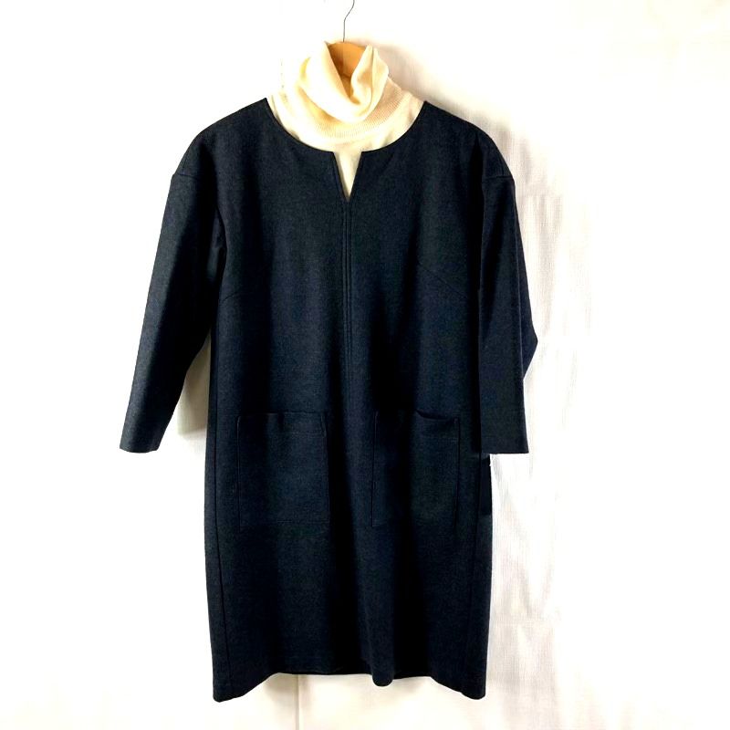 レリアン leilian ワンピース タートル付き 裏地付き 長袖 グレー 9サイズ 978095