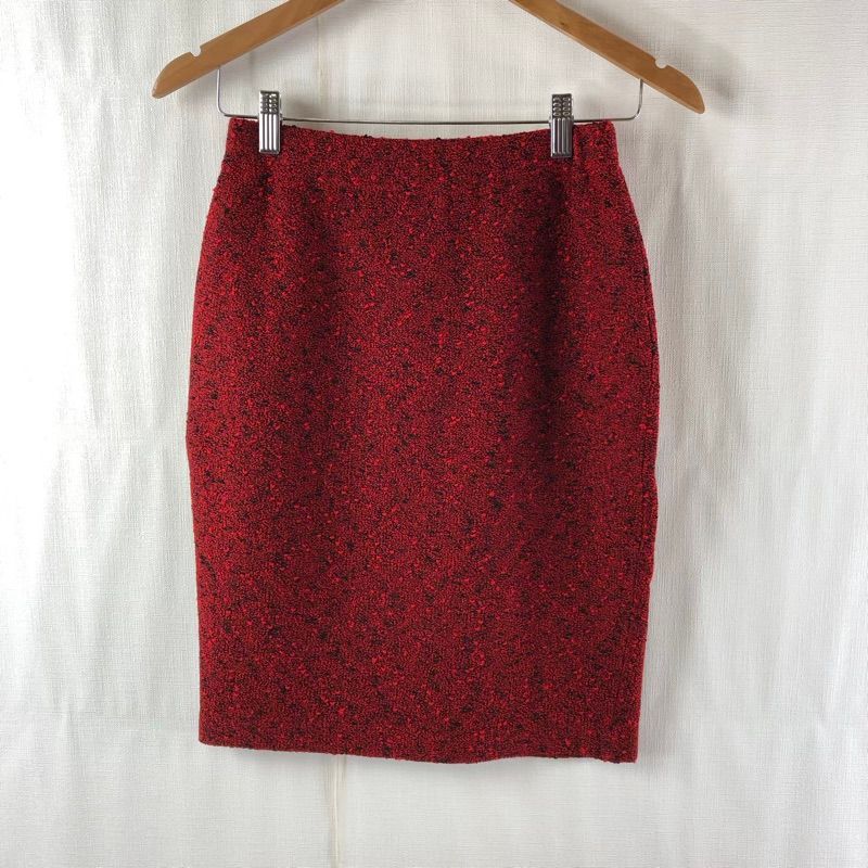 セントジョン ST.JOHN セットアップ ジャケット スカート スーツ デザインボタン 肩パッド 赤 978164