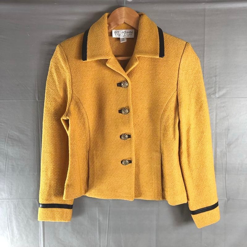 セントジョン ST.JOHN セットアップ ジャケット スカート スーツ デザインボタン 肩パッド オレンジ マスタード系 2サイズ 978165