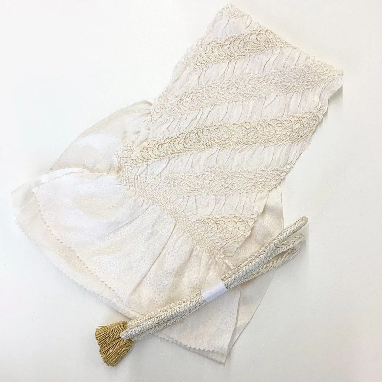 5856 帯締め 帯揚げ セット 斜め花縞 金彩 絞り 正絹 着物 帯絞め