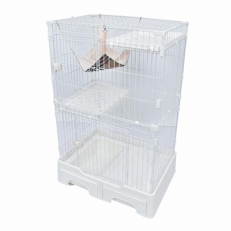  キャットケージ 猫ケージ 猫ハウス ハンモック付 トイレ付き 引き出しトレー キャスター付 3段 自由 大型 多頭飼い ペット 脱走防止 キャットケージ 猫用品