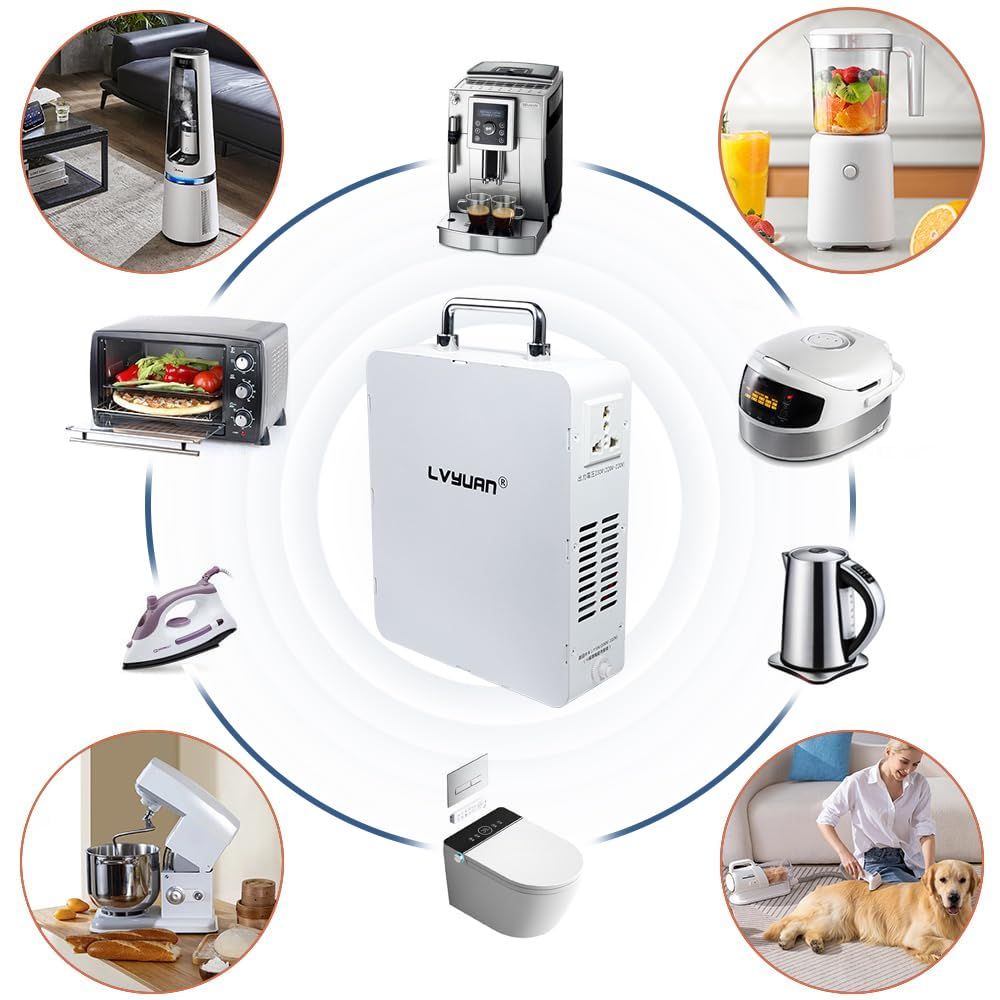 LVYUAN リョクエン 変圧器 2000W 新タイプおしゃれ 昇圧 変圧器 昇圧機 ポータブルトランス アップトランス 海外電気製品を日本使用 電源トランス 100V to 220V 240V 純銅リングコア内蔵 軽量コンパクト 安全 静音 定格