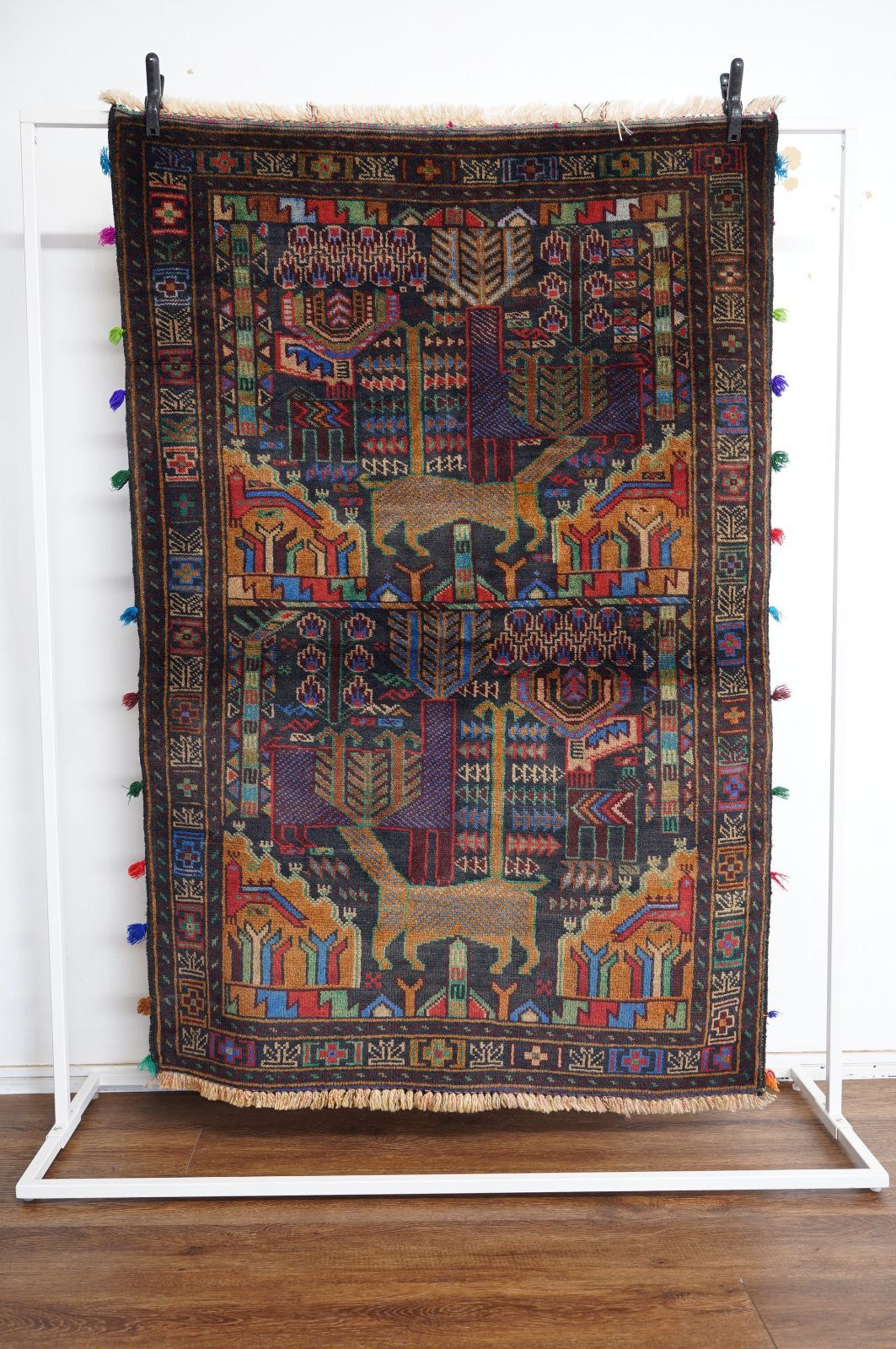 ヴィンテージラグ アフガニスタン バルーチ族 トライバルラグ 144cm×96cm 手織り絨毯