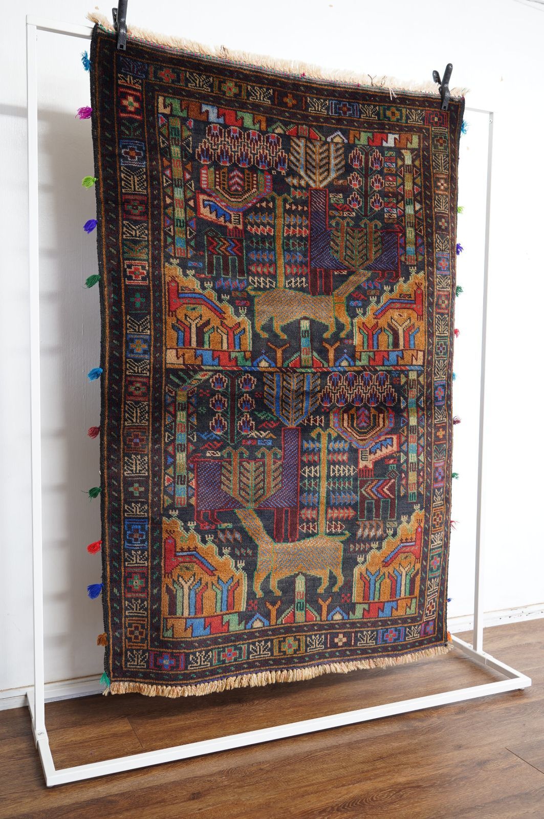 ヴィンテージラグ アフガニスタン バルーチ族 トライバルラグ 144cm×96cm 手織り絨毯