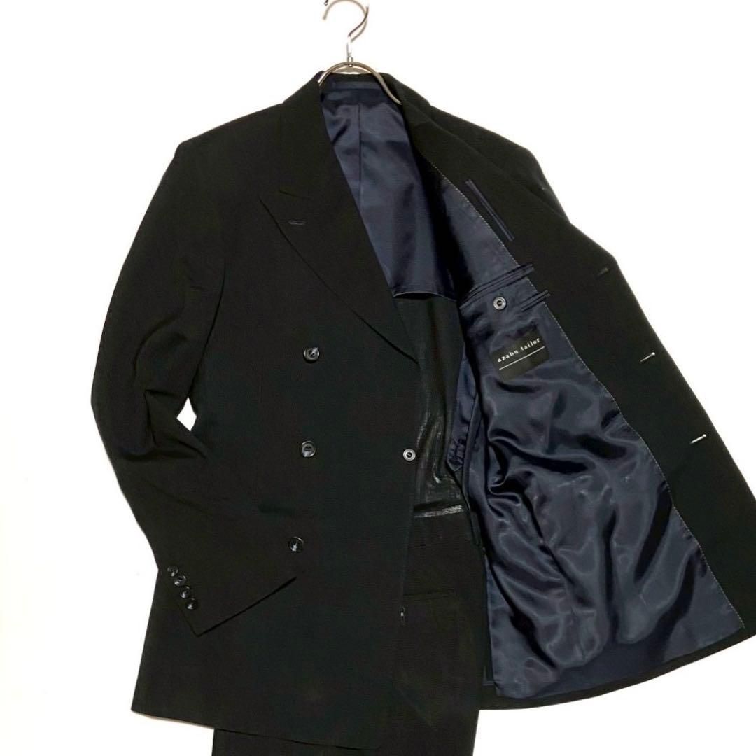 麻布テーラー azabu tailor スーツ 6B セットアップ グレー 本切羽 ストライプ Mサイズ相当