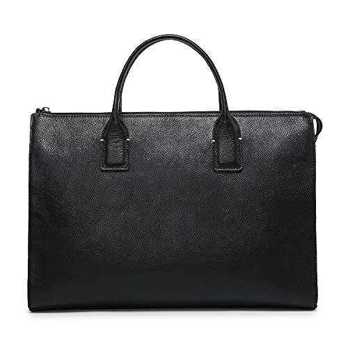 AKIYAMA ブリーフケース 防水 メンズ ビジネスバッグ 本革 レザー ミニ トート大容量 a 4対応 PC 通勤 ビジネス 自立 出張 ブラック色 W 38 H 27 D 11 cm