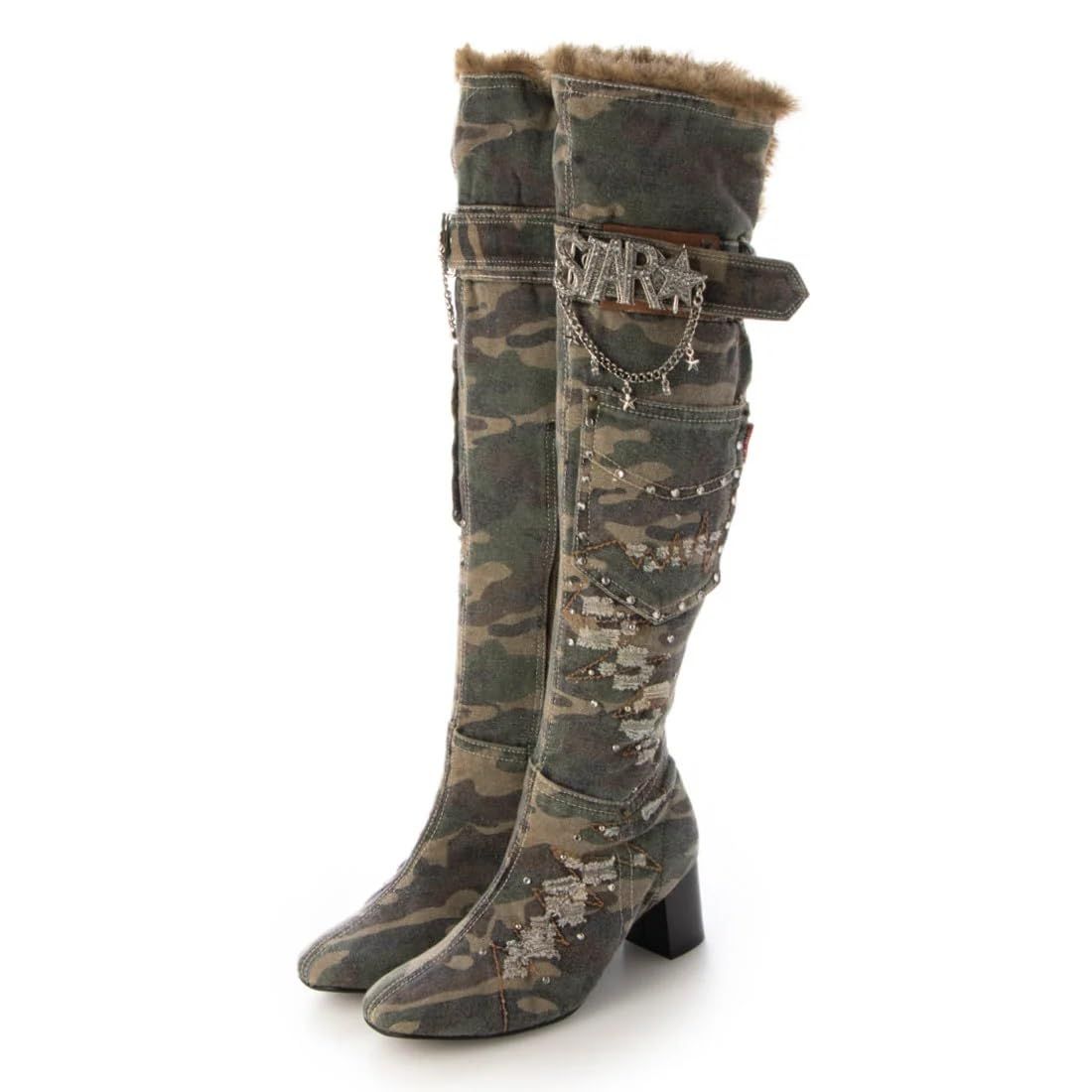 アイケープラス ニーハイブーツ デニムニーハイブーツ 5650 カモフラージュデニム