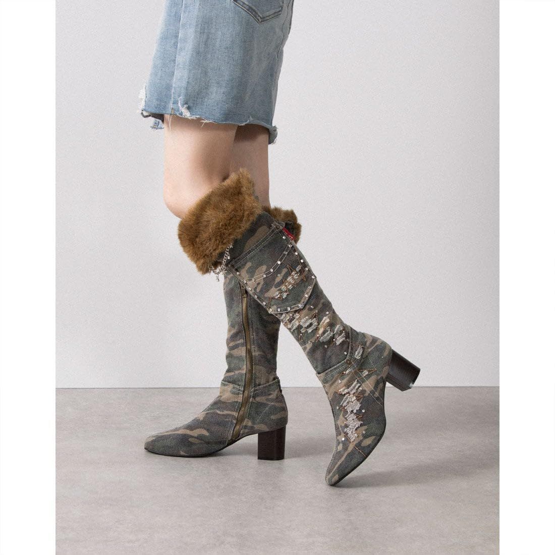 ニーハイブーツ デニムニーハイブーツ