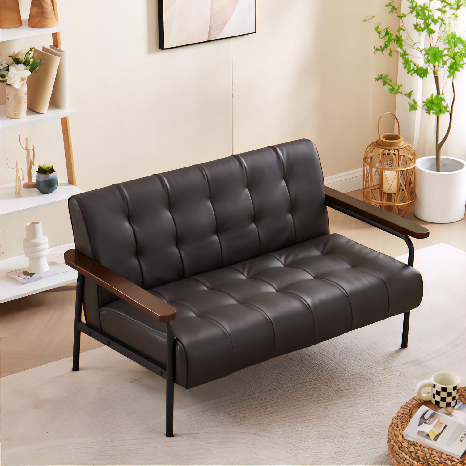 URBAN ] 木肘ソファ セール アンティーク調 レトロ デザイン 2人掛け