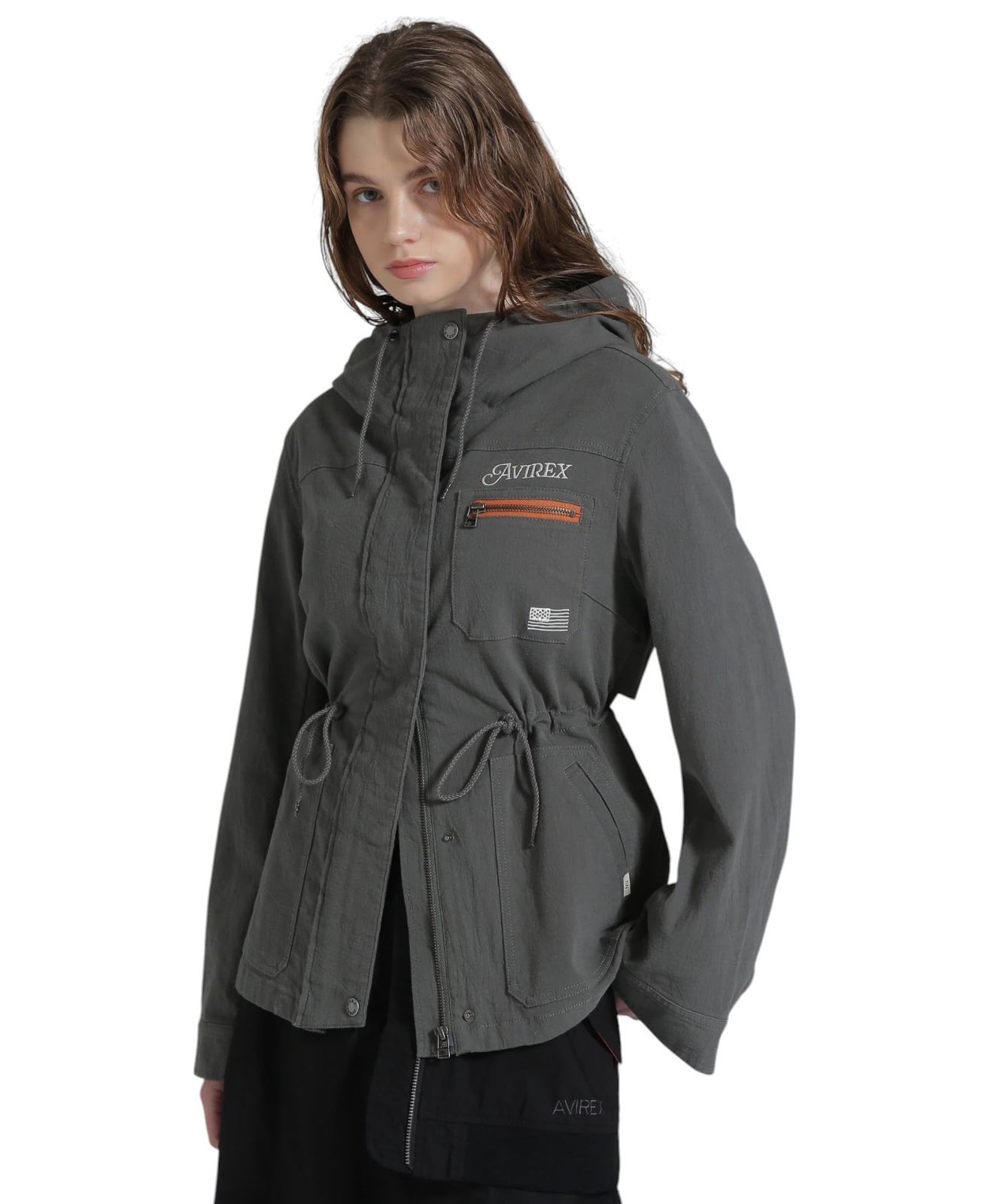 アヴィレックス COLOR ZIP COMBI JACKET ジップ コンビ ジャケット レディース S 310 オリーブ 783-5152601